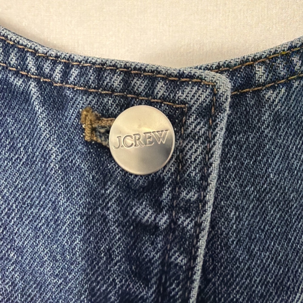 EUC J.Crew Denim LADY JACKET Round Neck Button Cropped Pleated CC952 Blue XXL - Picture 5 of 11